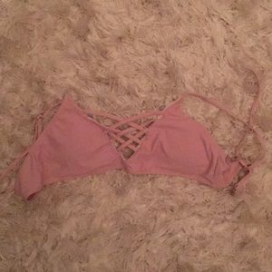 Pink criss cross bikini top